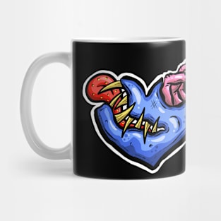 Zombie Heart Tongue and Fingers Blue Valentines Day Mug